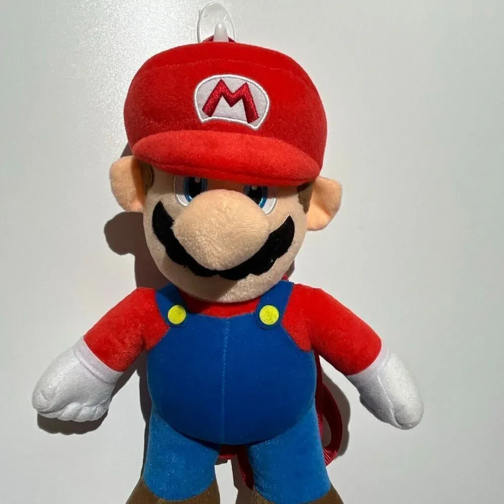 Nintendo Super Mario Plush Backpack Kids Red Blue Adjustable Straps Novelty‎ Bag